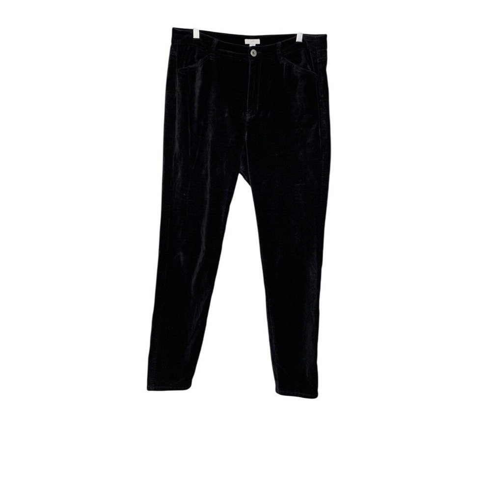 J. Jill Black Velvet Pants Size 12 Tall‎ Slim Fit High Rise
